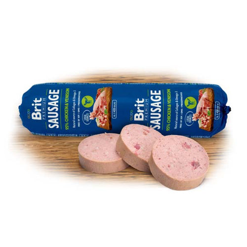 BRIT PREMIUM by Nature kobasica za pse, 95% mesa piletine i divljači, 800g